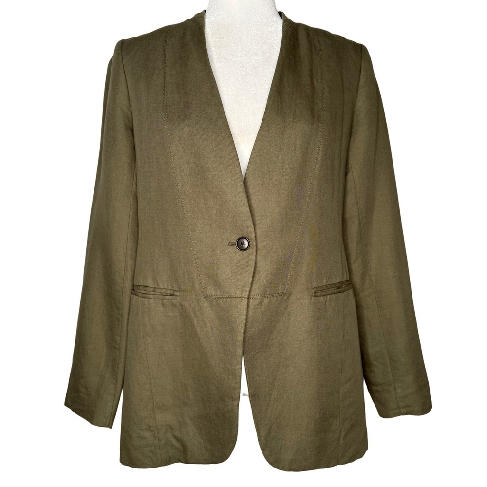 Alex Mill Janine Twill Blazer Army Olive Green Linen Blend Small Jacket $325